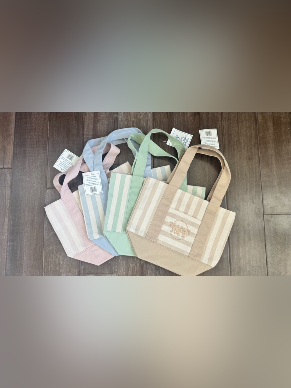 Trader Joe’s Striped Canvas Tote Bag (Set of 4)